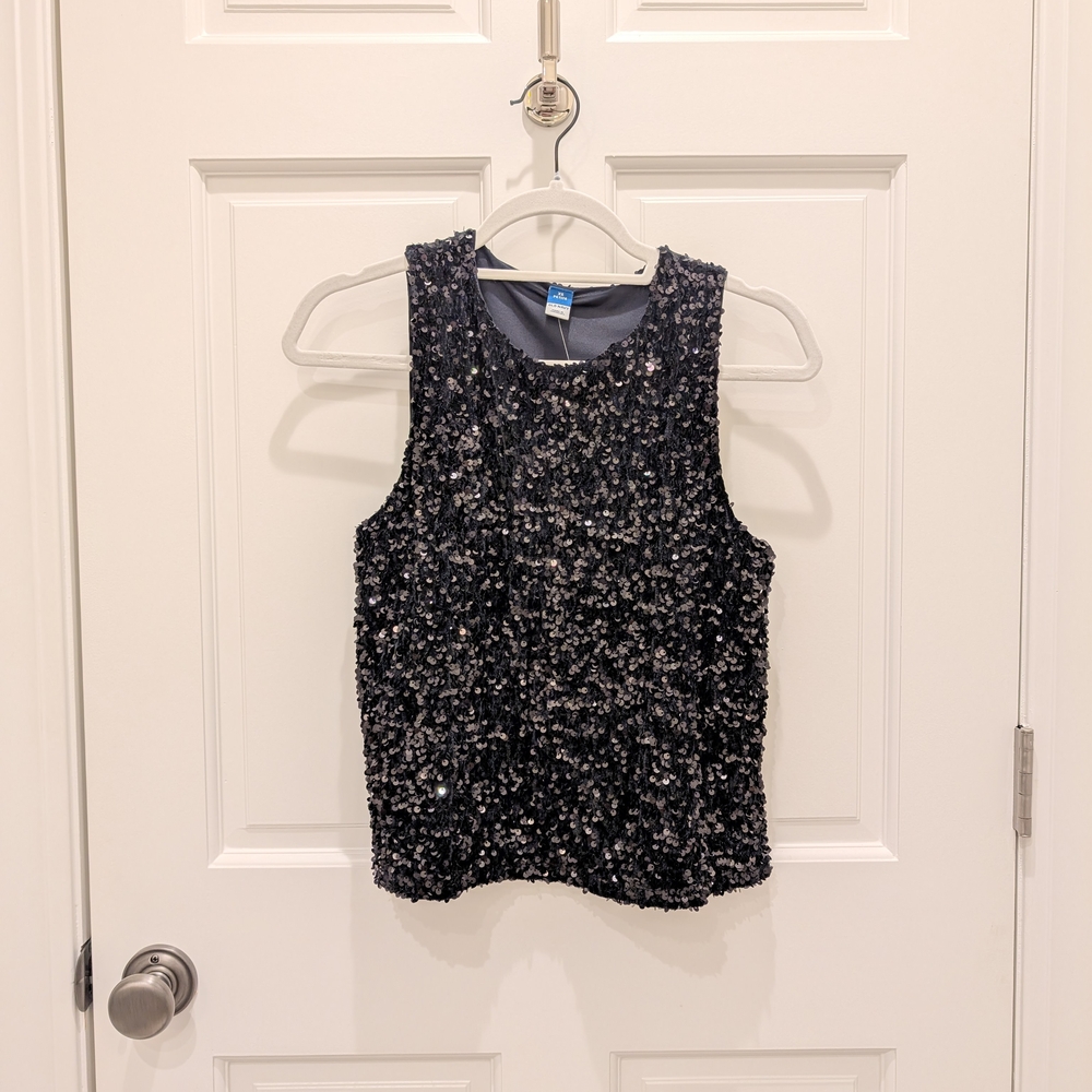 Old Navy Black Sequin Tank Top
